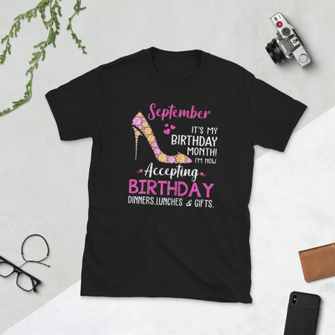 Image of Womens September It's My Birthday Month Gift Short-Sleeve Unisex T-Shirt