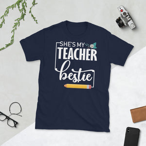 Shes My Teacher Bestie Pen Flower Short-Sleeve Unisex T-Shirt