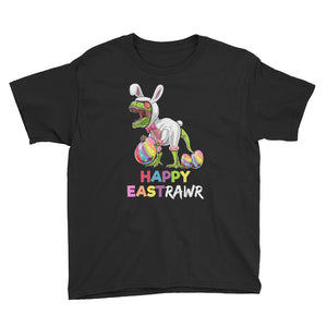 Funny Easter Day Happy EastRawr T Rex Dinosaur Easter Bunny Egg Shirt Kids Youth Short Sleeve T-Shirt