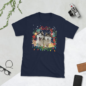 Lover Dogs Siberian Husky Christmas Short-Sleeve Unisex T-Shirt