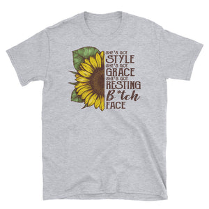 Funny Sunflower Style Grace Resting ... Short-Sleeve Unisex T-Shirt, Sunflower Watercolor Shirt For Women