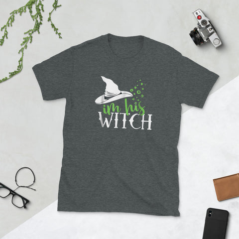 Image of I'm His Witch Shirt Matching Halloween Short-Sleeve Unisex T-Shirt
