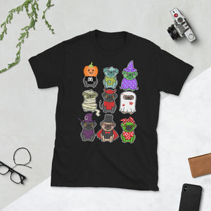 Pug Halloween Costume Funny Pug Emoji Short-Sleeve Unisex T-Shirt