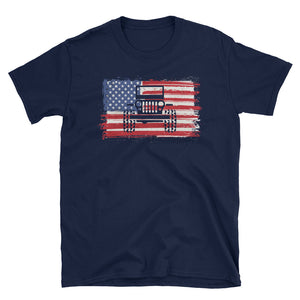 America Jeep Flag 4th Of July Short-Sleeve Unisex T-Shirt, Independence Day Shirt