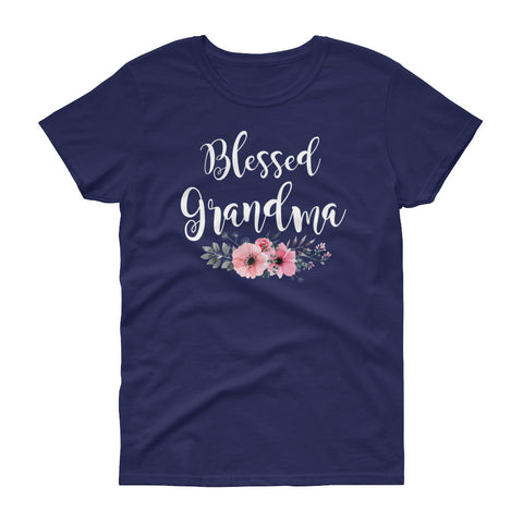 Image of Personalized Blessed Grandma Shirt, Funny Grandmother Gift Women's short sleeve t-shirt