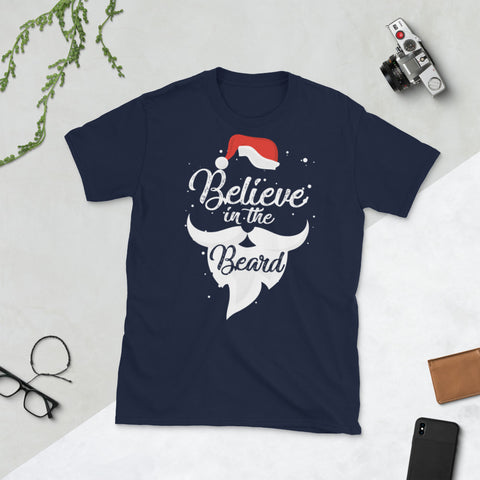 Image of Believe In the Beard Christmas Short-Sleeve Unisex T-Shirt