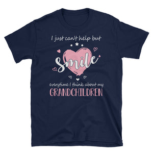 I Just Can't Help But Smile Everytime I Think About My Grandchildren Short-Sleeve Unisex T-Shirt, Funny Mother's Day Shirt For Grandma
