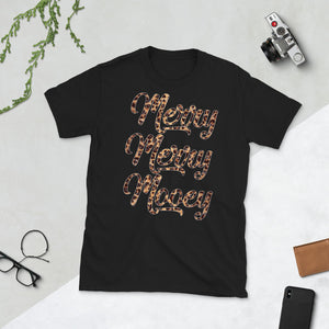 Leopard Plaid Christmas Tree Merry Merry Mooey Christmas Christmas Cow Short-Sleeve Unisex T-Shirt