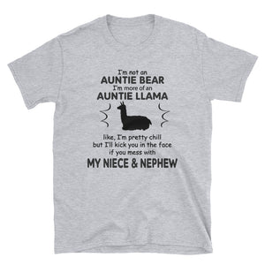 I'm Not A Auntie Bear I'm A Auntie Llama Short-Sleeve Unisex T-Shirt / Gift For Aunt / Auntie Llama Shirt