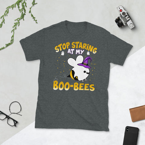 Image of Stop Staring At My Boo Bees Halloween Short-Sleeve Unisex T-Shirt