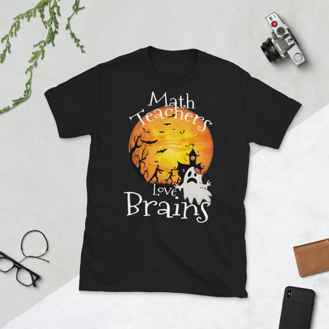 Image of Math Teachers Love Brains Halloween Short-Sleeve Unisex T-Shirt