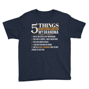 Personalized 5 Things You Should Know About My Grandma Youth Short Sleeve T-Shirt, Funny Grandma Gift For Kids