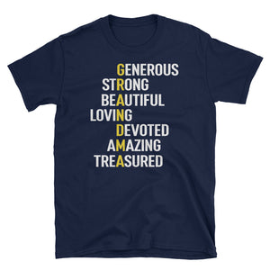 Grandma Meaning Generous Strong Beautiful Loving Devoted Amazing Treasured Short-Sleeve Unisex T-Shirt, Funny Mother's Day Shirt For Grandma