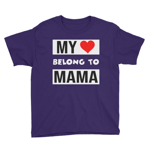 Image of Personalized My Heart Belong To Mama Youth Lightweight Fashion T-Shirt, Cute Mother's Day Gift For Kids