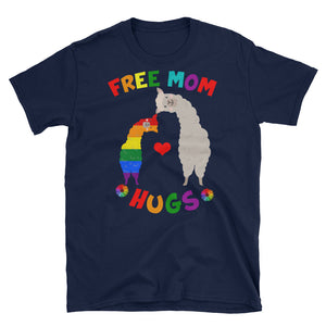 Free  Mom Hug Llama Gay Lesbian Pride Short-Sleeve Unisex T-Shirt, LBGTQ Pride Shirt, Cute Llama Mom Shirt