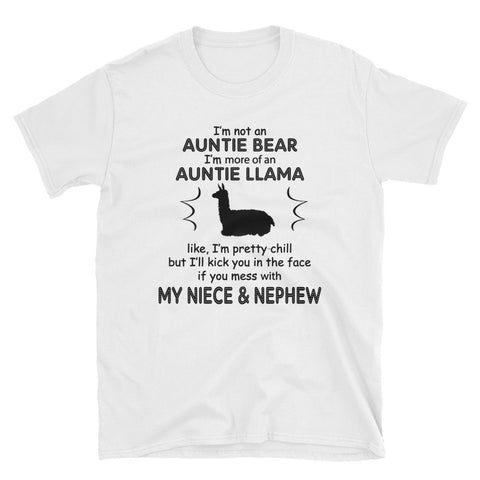 Image of I'm Not A Auntie Bear I'm A Auntie Llama Short-Sleeve Unisex T-Shirt / Gift For Aunt / Auntie Llama Shirt