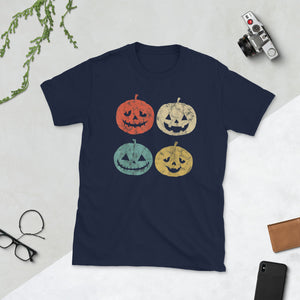 Vintage Pumpkin Face Halloween Short-Sleeve Unisex T-Shirt
