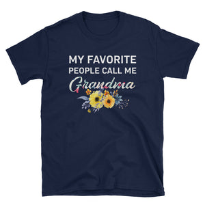 My Favorite People Call Me Grandma Flower Short-Sleeve Unisex T-Shirt, Flower T-shirt For Women