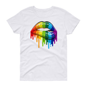 Lgbt Gay Homosexual Lesbian Rainbow Lips Pride Women's short sleeve t-shirt, Lgbt Pride Month Women Shirt