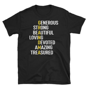 Grandma Meaning Generous Strong Beautiful Loving Devoted Amazing Treasured Short-Sleeve Unisex T-Shirt, Funny Mother's Day Shirt For Grandma