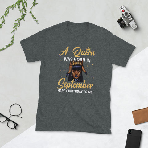 Image of A Queen Was Born In September Birthday Short-Sleeve Unisex T-Shirt