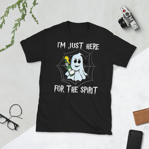 I'm Just Here For The Spirit Ghost Wine Halloween Short-Sleeve Unisex T-Shirt