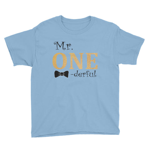Image of Mr Onederful Youth Short Sleeve T-Shirt, Funny T-shirt For Kids, Birthday T-shirt For Kids