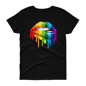 Lgbt Gay Homosexual Lesbian Rainbow Lips Pride Women's short sleeve t-shirt, Lgbt Pride Month Women Shirt