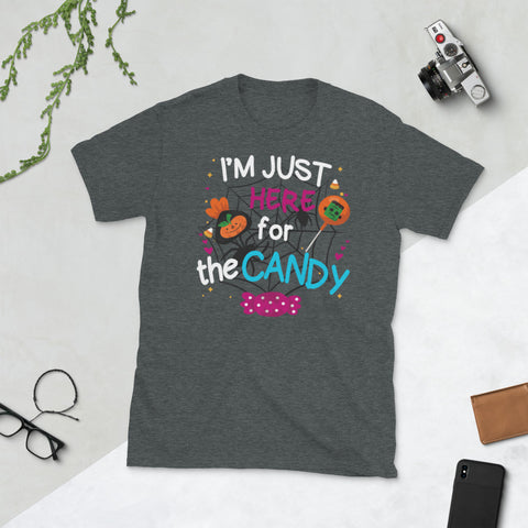 Image of Halloween Candy Lollipop Cute I'm Just Here For The Candy Short-Sleeve Unisex T-Shirt