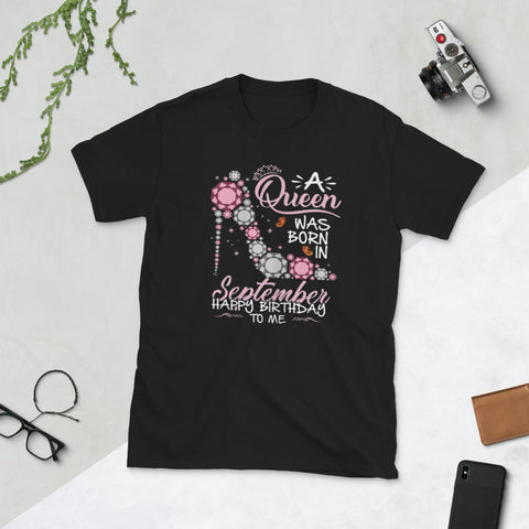 Image of Women A Queen Was Born In September Birthday Short-Sleeve Unisex T-Shirt