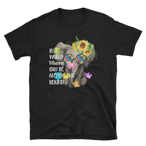 Image of In A World Where You Can Be Anything Be Kind Unisex Softstyle T-Shirt, Autism Awareness Day T-shirt