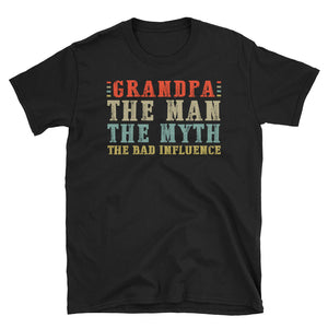 Retro Grandpa The Man The Myth The Bad Influence Short-Sleeve Unisex T-Shirt, Father's Day Shirt For Grandpa
