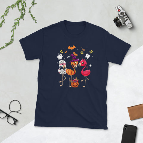 Image of Flamingo Happy Halloween Short-Sleeve Unisex T-Shirt