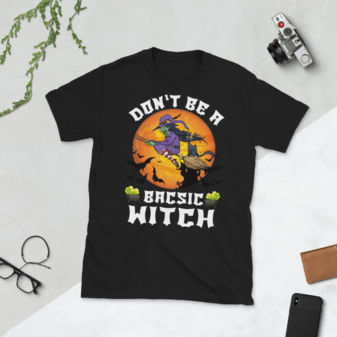 Image of Don't Be A Basic Witch  Halloween Bat Short-Sleeve Unisex T-Shirt