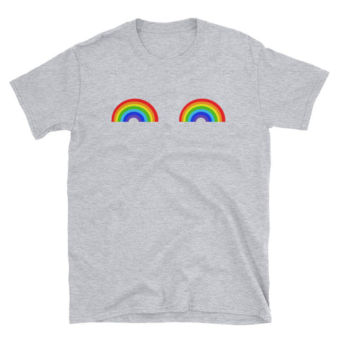 Image of Funny Gay Les Pride Rainbow Boobs LGBT Pride Short-Sleeve Unisex T-Shirt, LGBT Day Shirt, LGBT Pride Month