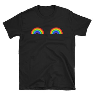 Funny Gay Les Pride Rainbow Boobs LGBT Pride Short-Sleeve Unisex T-Shirt, LGBT Day Shirt, LGBT Pride Month
