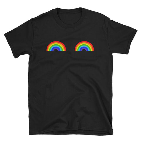 Image of Funny Gay Les Pride Rainbow Boobs LGBT Pride Short-Sleeve Unisex T-Shirt, LGBT Day Shirt, LGBT Pride Month