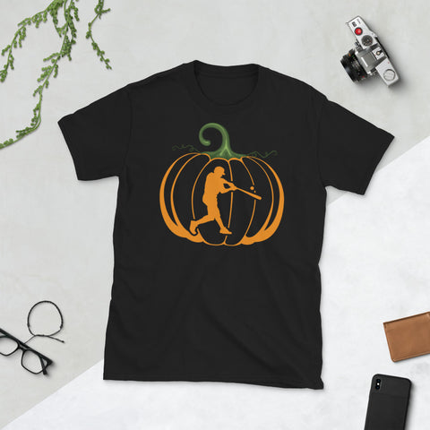 Image of Baseball Pumpkin Halloween Short-Sleeve Unisex T-Shirt