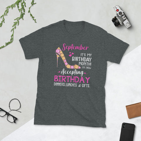 Image of Womens September It's My Birthday Month Gift Short-Sleeve Unisex T-Shirt